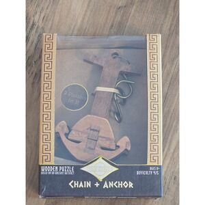 True Genius Chain and Anchor Wooden Puzzle Ancient Artifact Brainteaser 4/5 New